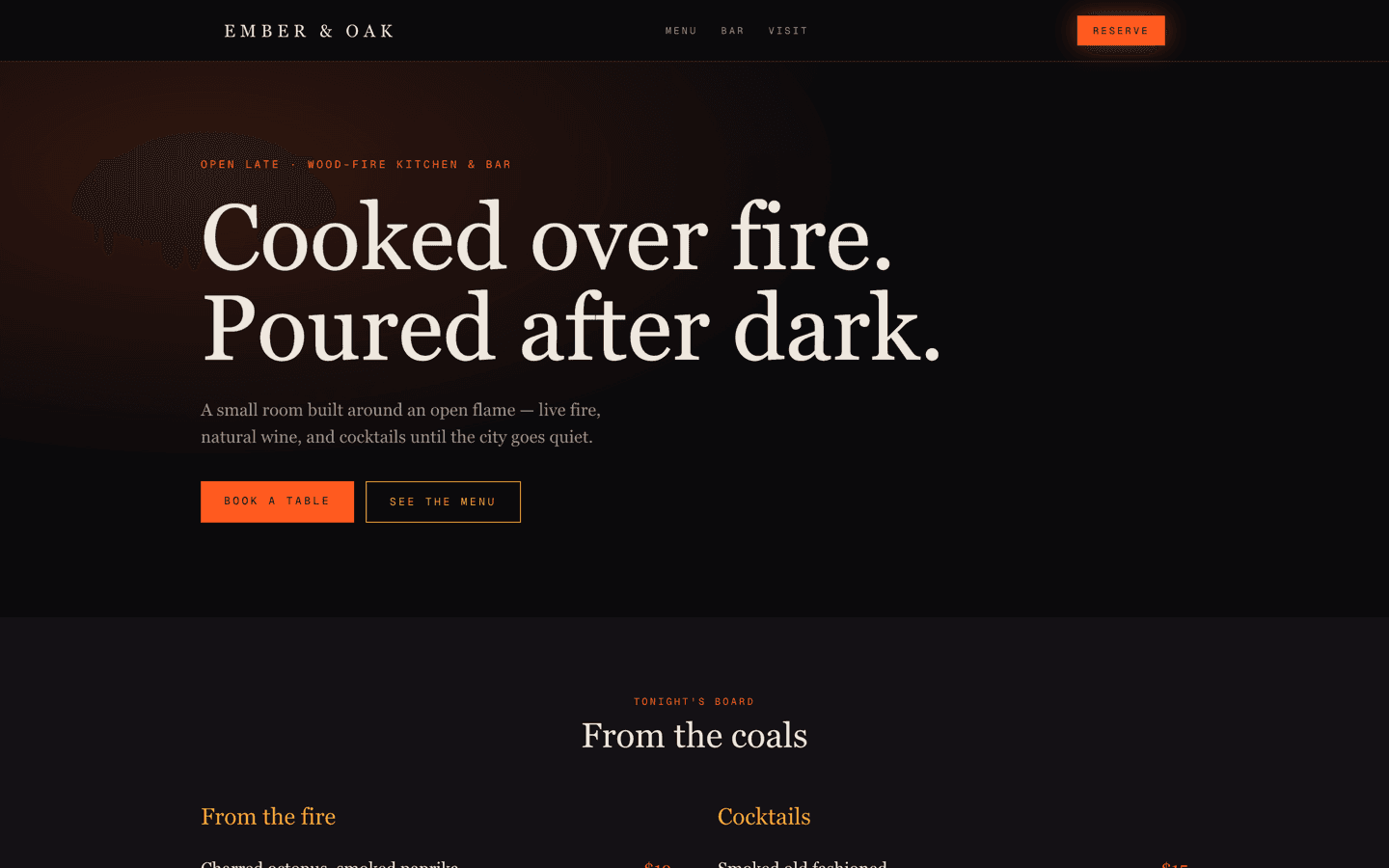 Ember & Oak template preview