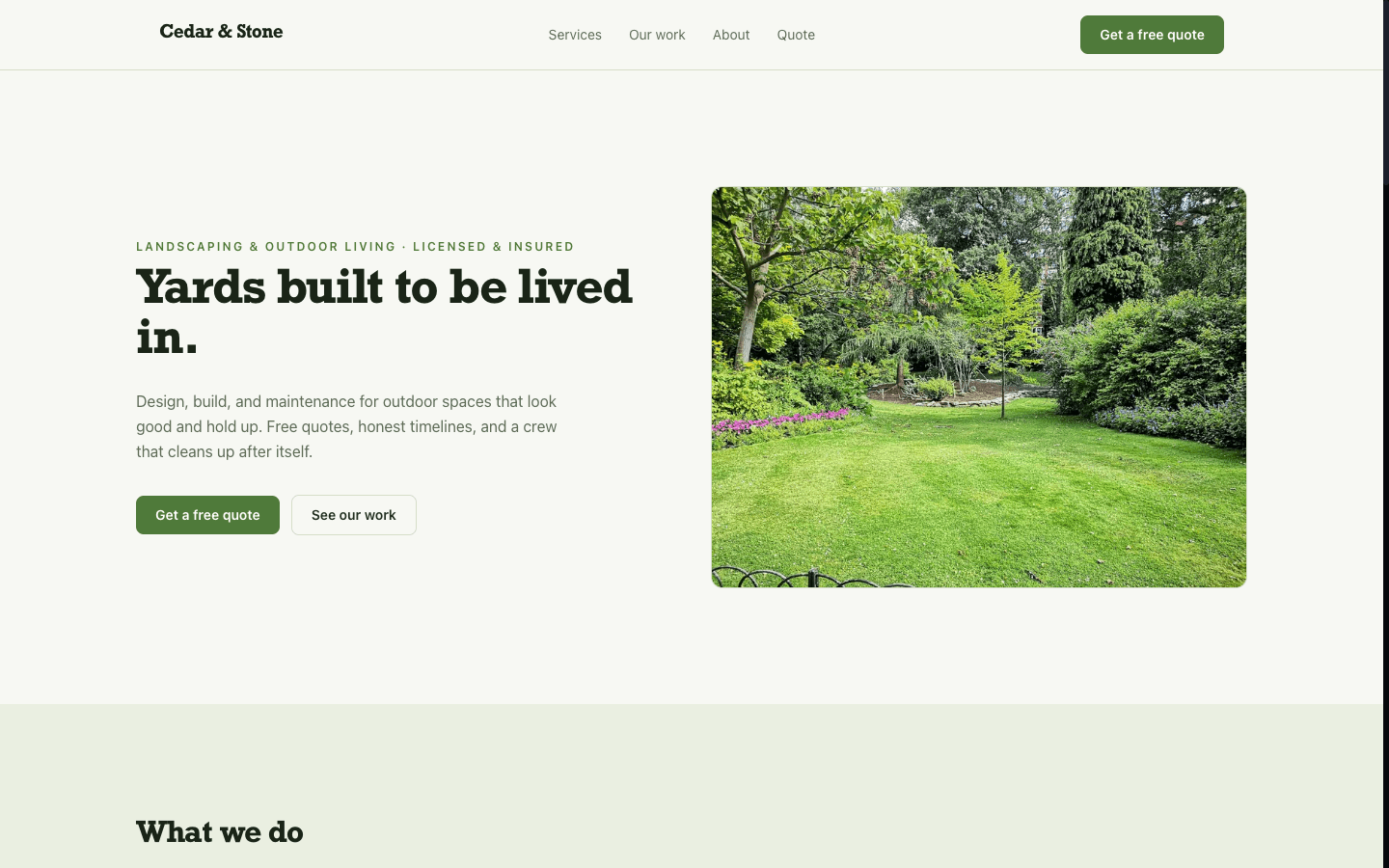 Cedar & Stone template preview