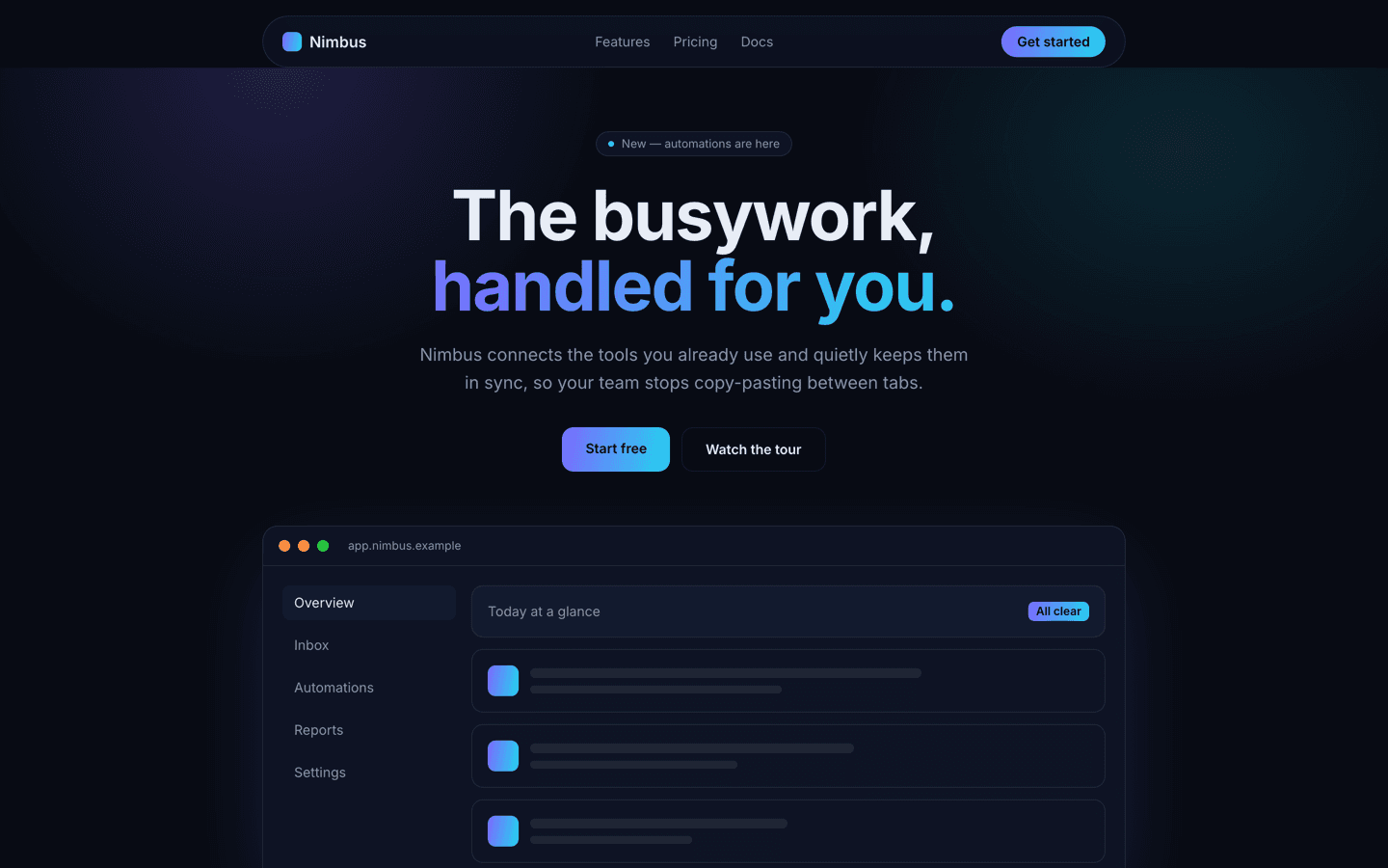 Nimbus template preview