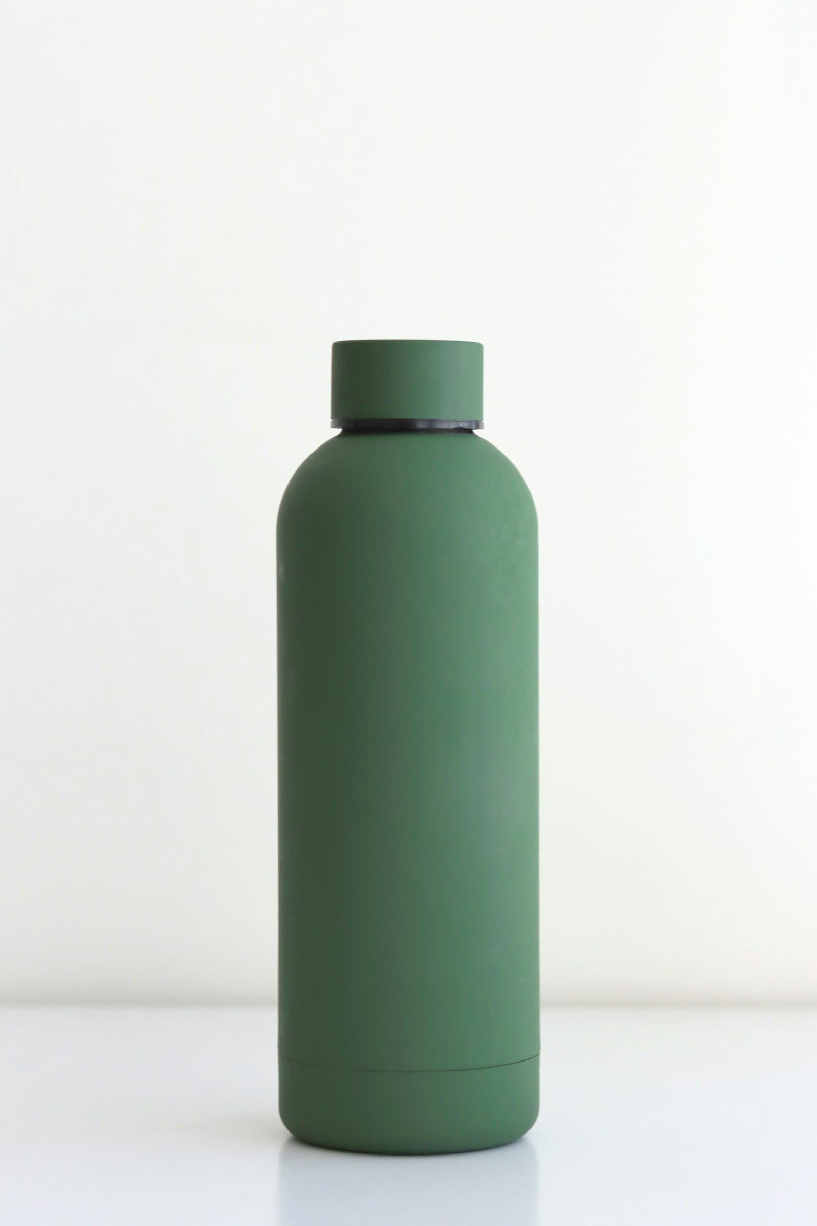 A plain enamelled water bottle