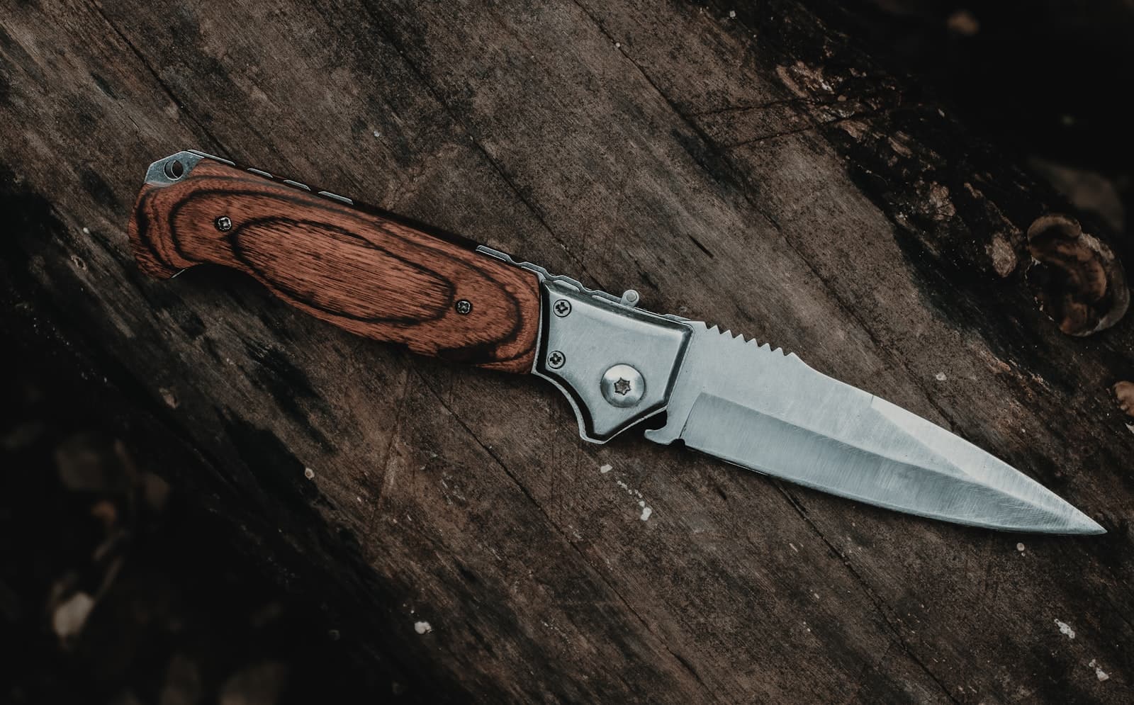 A wood-handled folding knife