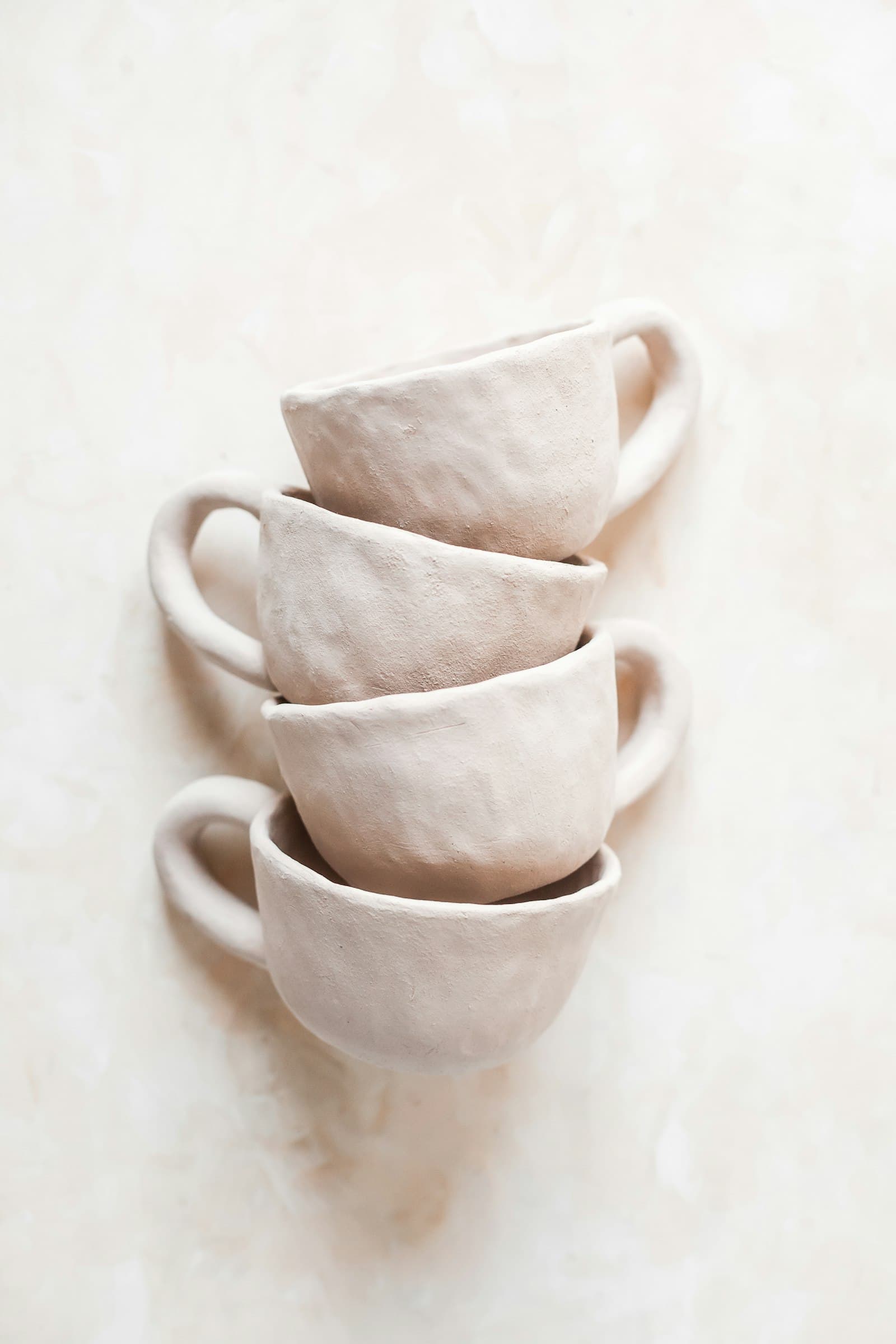 Stacked hand-thrown ceramic cups