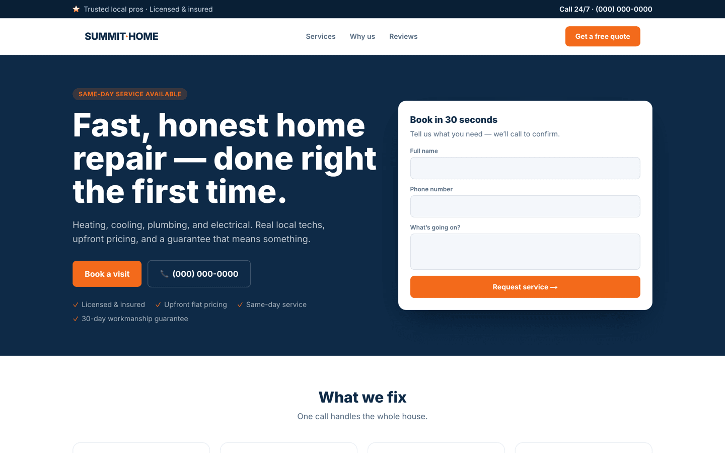 Summit Home Services template preview