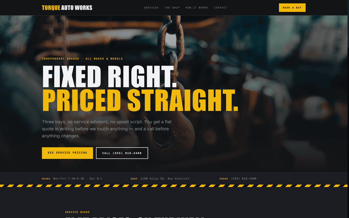 Torque Auto Works template preview