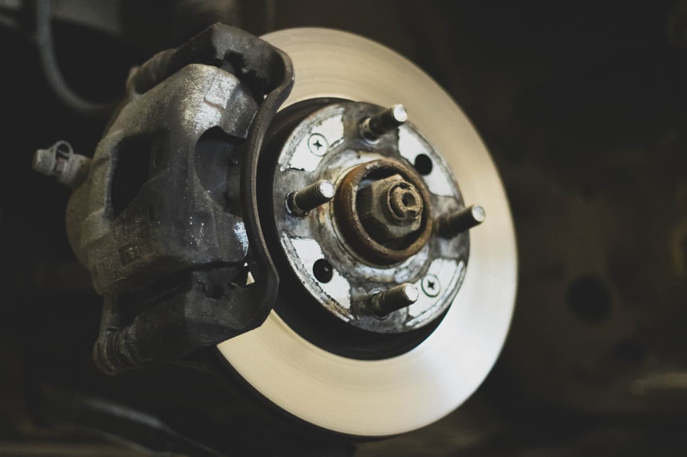 Brake rotor and caliper with the wheel off